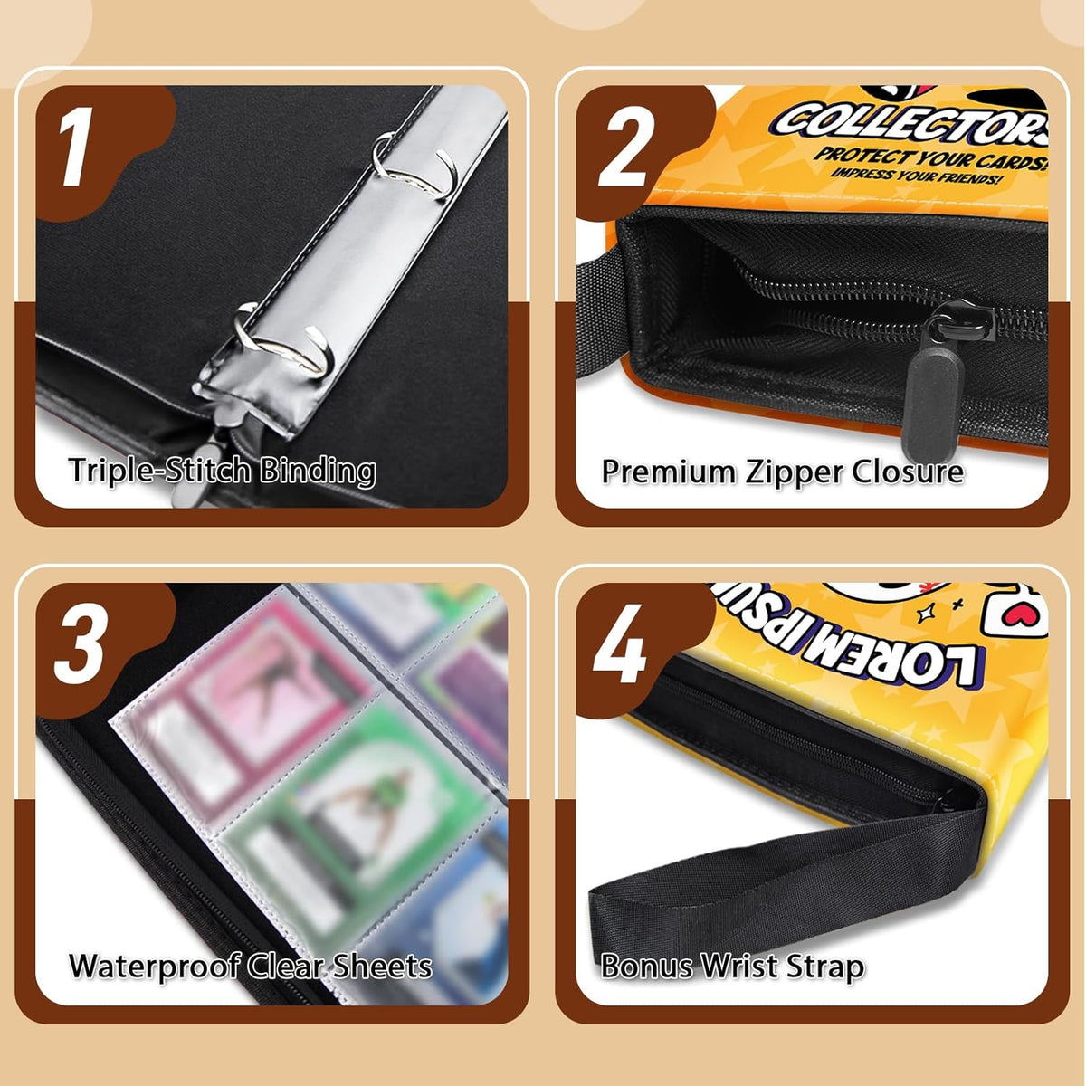Wazzio 900 Pocket Baseball Card Binder - Durable Trading Card Storage Album with 50 Pages | Perfect Gift for Collectors