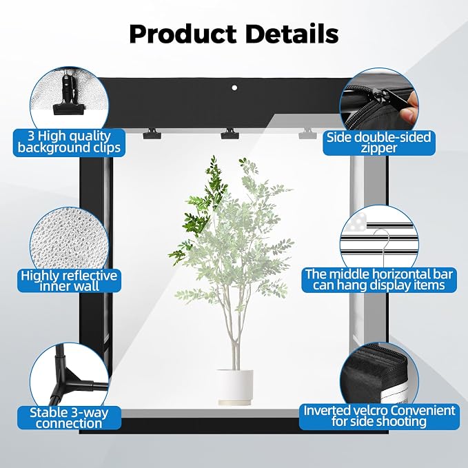 Photo Light Box, Portable 47"x20"x55" Photo Studio Light Box, Shooting Tent Kit