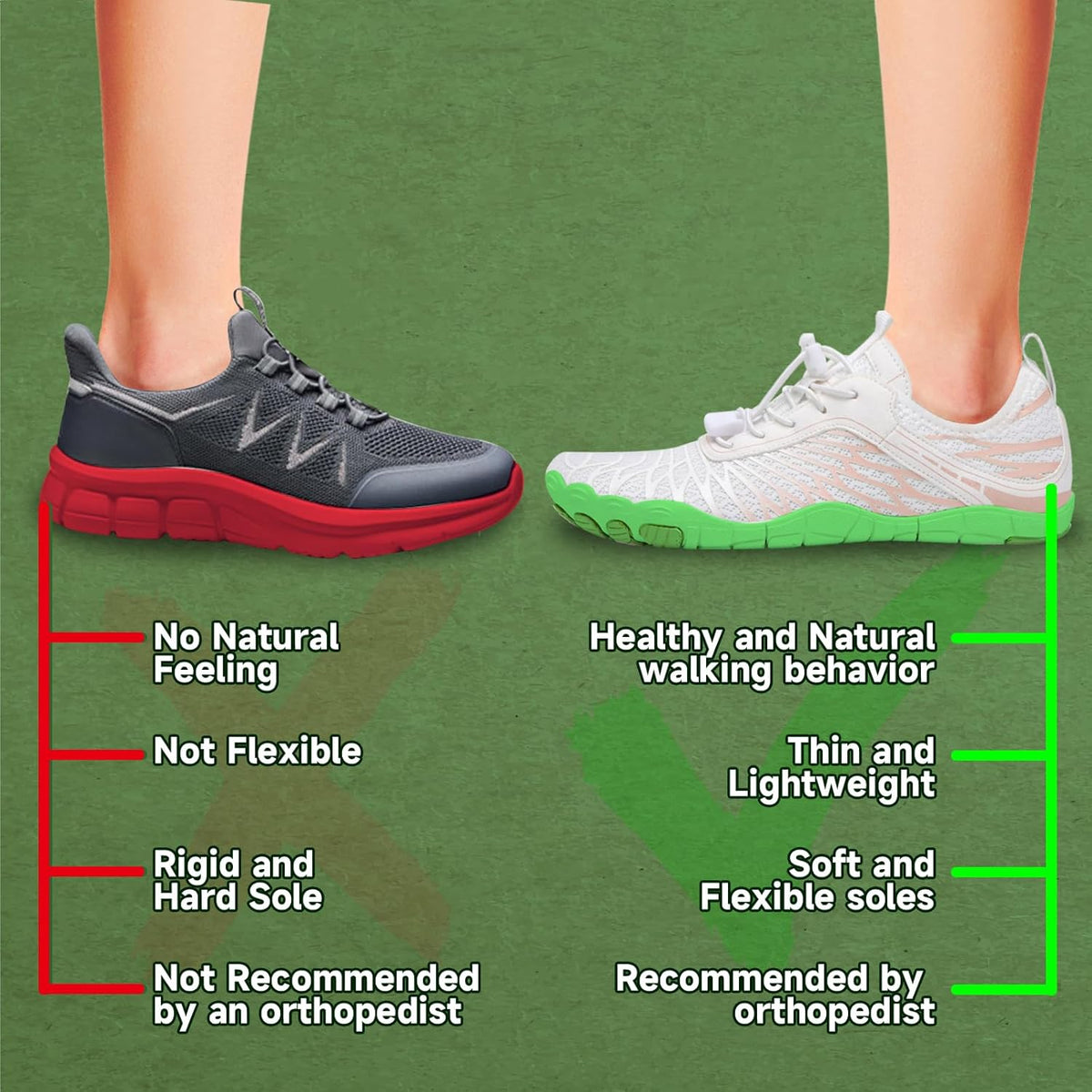 Skiennix Barefoot Shoes - Comfortable Non-Slip Hiking Footwear | Wide Toe Box for Men & Women