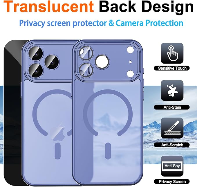 for iPhone 17 Pro Case with Privacy Screen Protector and Camera Protection