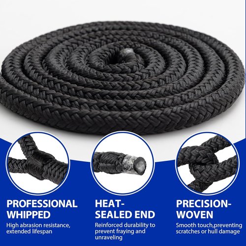 Boat Dock Lines Marine Rope - Double Braided Nylon 1" x 35ft with 24" Loop | 2 Pack for Secure Mooring