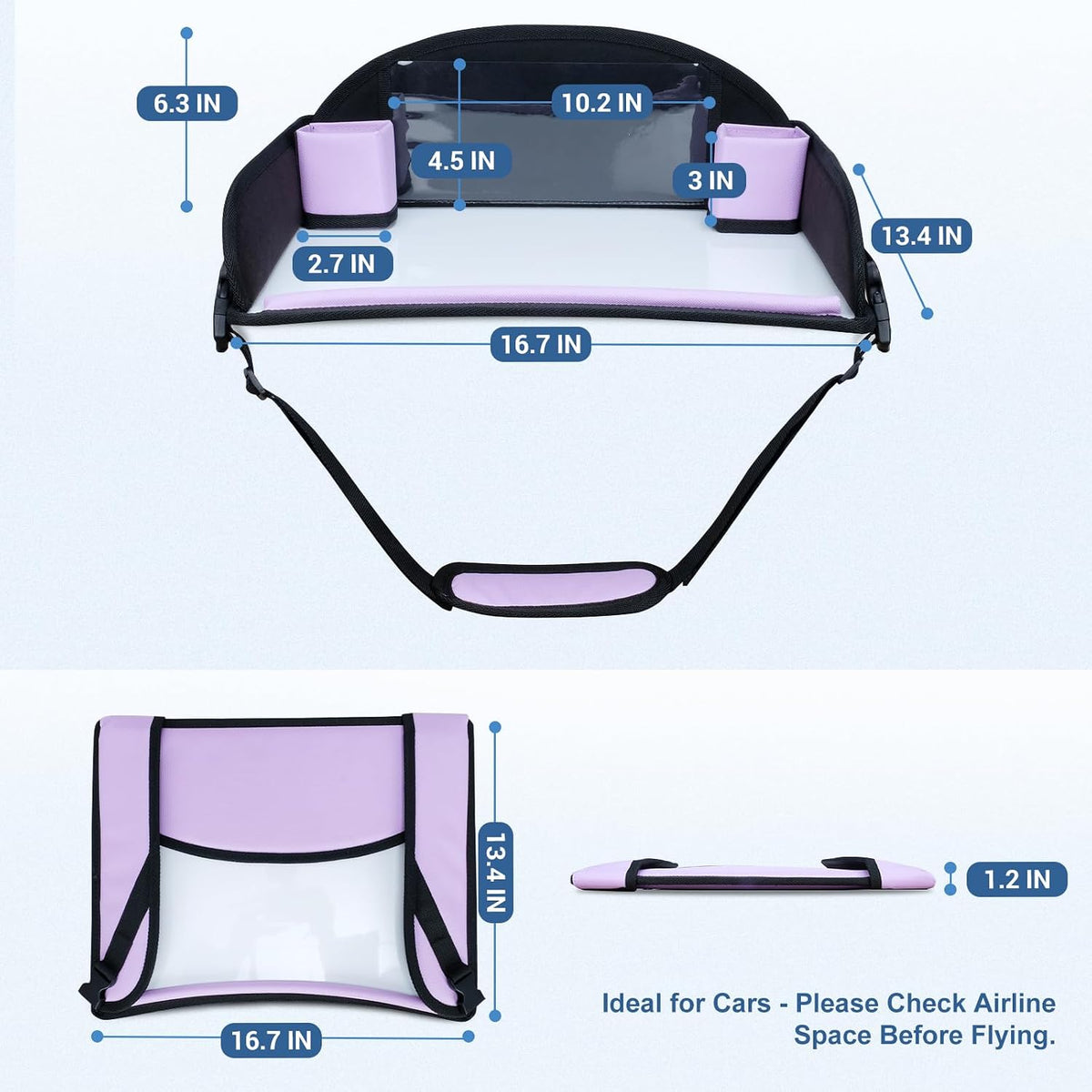 COOLBEBE Kids Travel Tray for Car Seats, Toddler Lap Desk, Purple