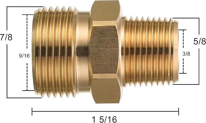 M MINGLE M22 Pressure Washer Fitting, 3/8 Inch NPT Male to M22 14mm Male adapter, 4500 PSI