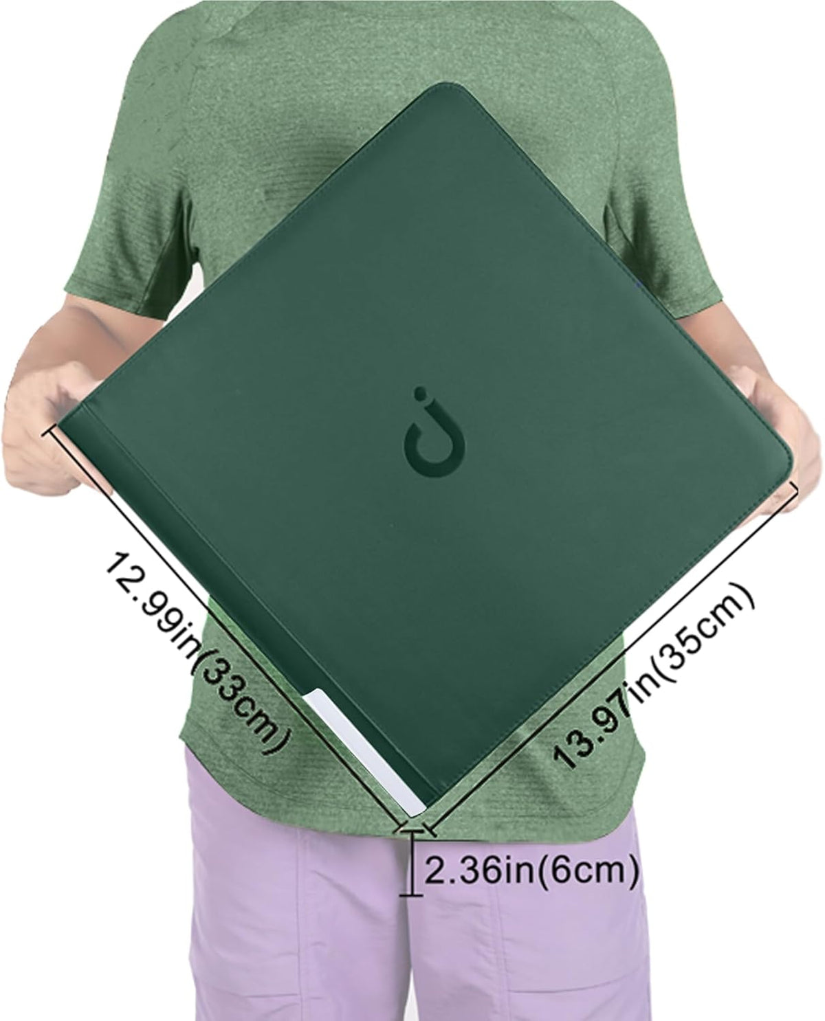 Premium Card Binder - 12 Pocket Design Fits 1200 Cards | 3X4 Ringless with Sleeves, Blackish Green