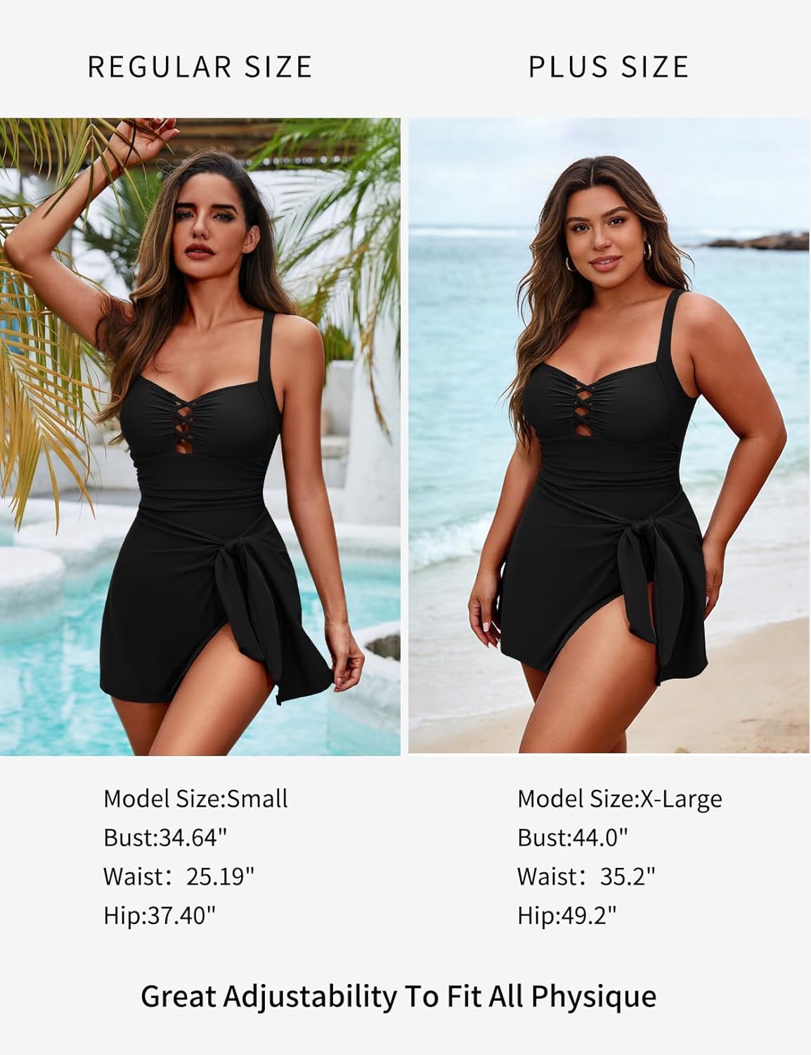 Zilcremo Swim Dress - Women's Tummy Control One-Piece Swimsuit | Stylish Square Neck & Skirted Design