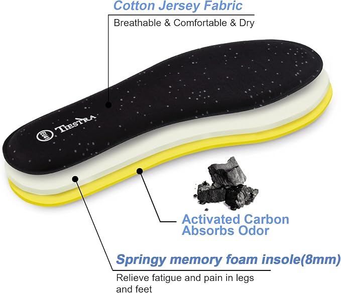 3 Pair -Shoe Inserts for Womens Memory Foam Insoles,Replacement Insoles for Work Boots Running Shoes, Cushion Shock Absorbing for Foot Pain Relief, Comfort Breathable Inner Soles Black 40EU,US9