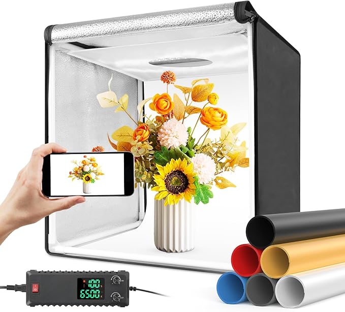 Bi-Color LED Photo Light Box 16x16 inch, 168 Dimmable LEDs Product Photography