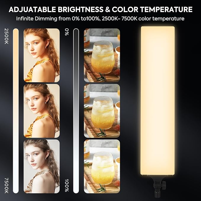 2 Pack LED Video Light Kit 23.6", SEDGEWIN Photography Lighting 2500-7500K