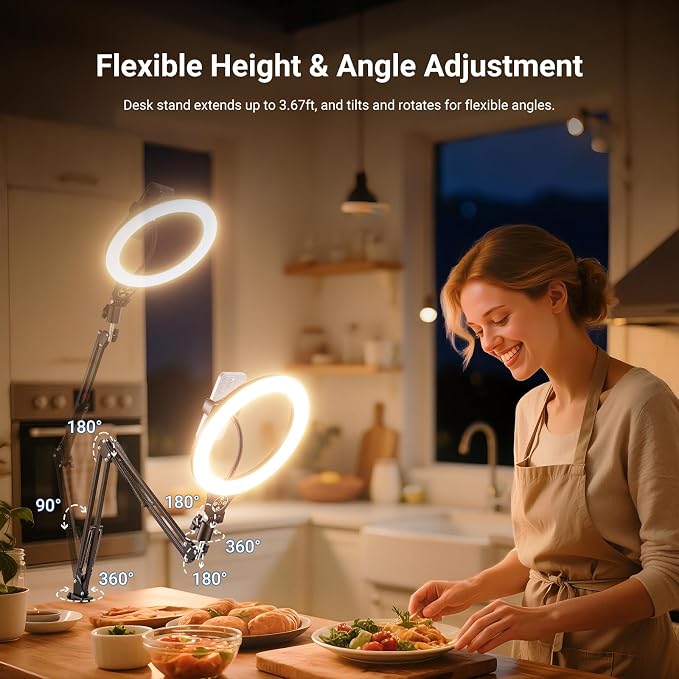 NEEWER Entry Level Version 10.5" Overhead Desktop LED Ring Light, Clamp Stand