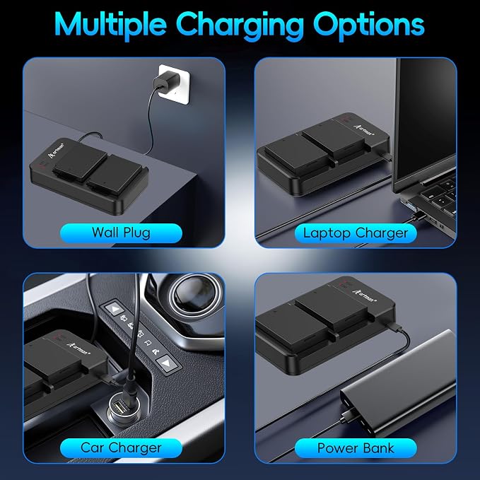 Artman LP-E10 Battery 2-Pack 1600mAh and Rapid Dual LP E10 Battery Charger