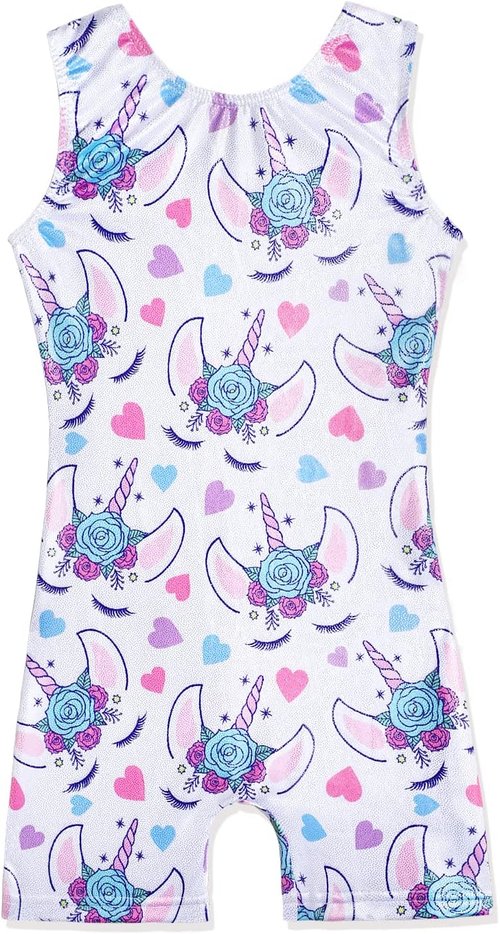 HOZIY Girls Gymnastics Leotards - Adorable Sparkle Biketard for Kids Tumbling | Comfortable Fit