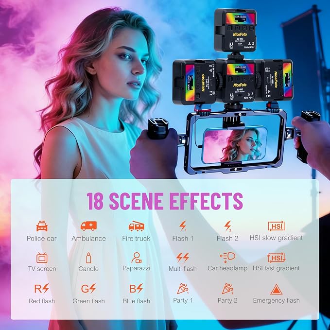 NiceFoto RGB Video Lights, 360° Full Color LED Video Light