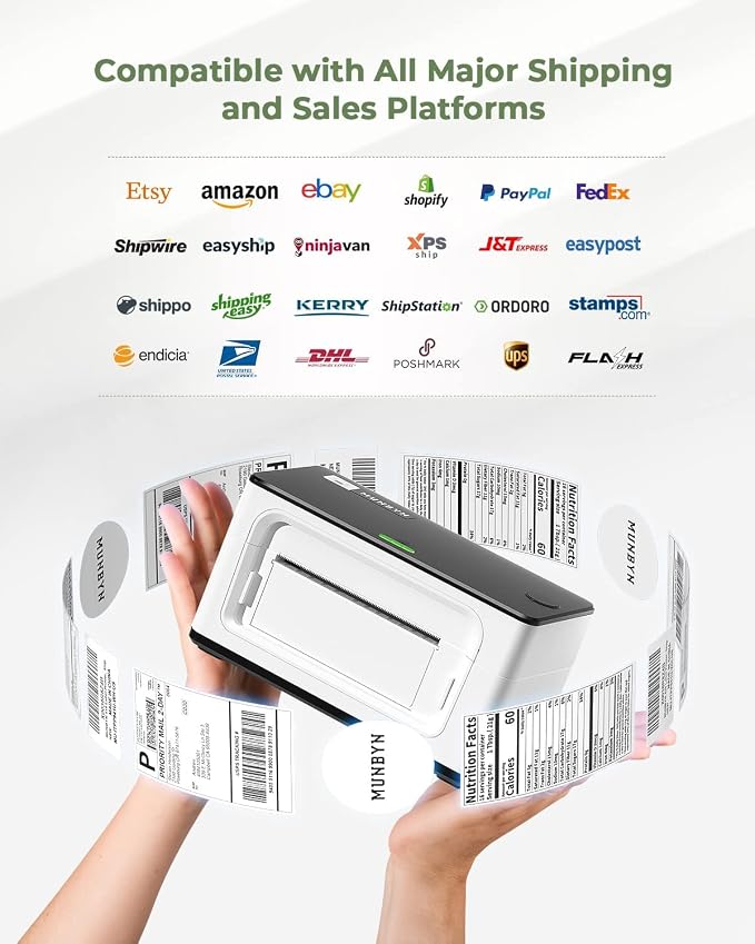 MUNBYN Shipping Label Printer RealWriter 941, 4x6 Thermal Label Printer