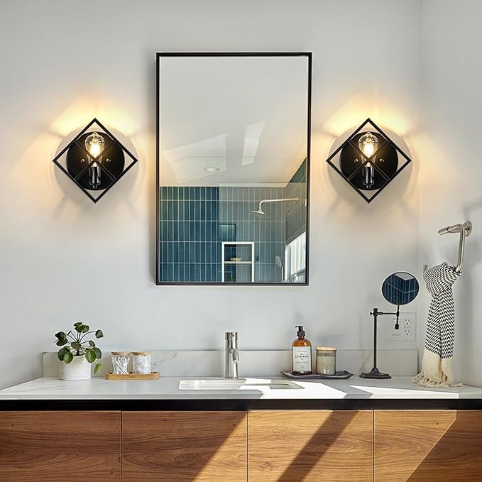 Farmhouse Wall Sconce with Black Finish,Rustic Wall Sconces Indoor Wall Light Fixtures 11.3in for Stairway, Living Room, Bedroom, Bathroom (1 Light,E26 Base, No Bulbs,1 Pack)