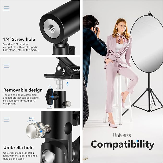 Neewer 3 PCS Photo Studio Heavy Duty Metal Clamp Holder