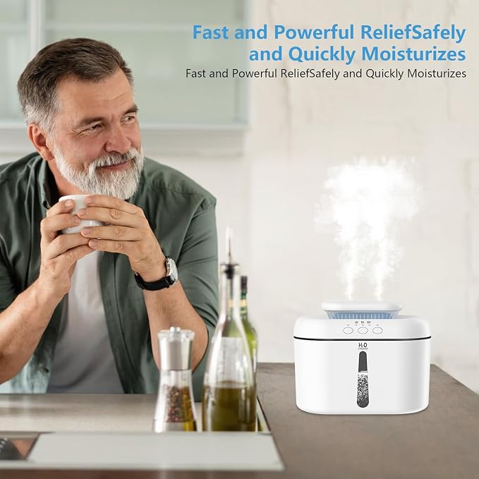 SZO Humidifiers for Bedroom Large Room, 2.5L Dual Nozzle Cool Mist Humidifier for Baby, 16dB Ultra Quiet, Top Fill, Slim Flat Design for Nightstand, Auto Shut-off