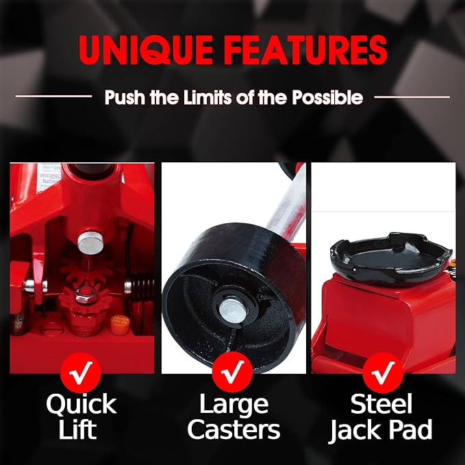 Big RED TAM83012 Torin Pro Series Hydraulic Floor Jack with Single Quick Lift Piston Pump and Foot Pedal, 3.5 Ton (7,000 lb) Capacity, Red