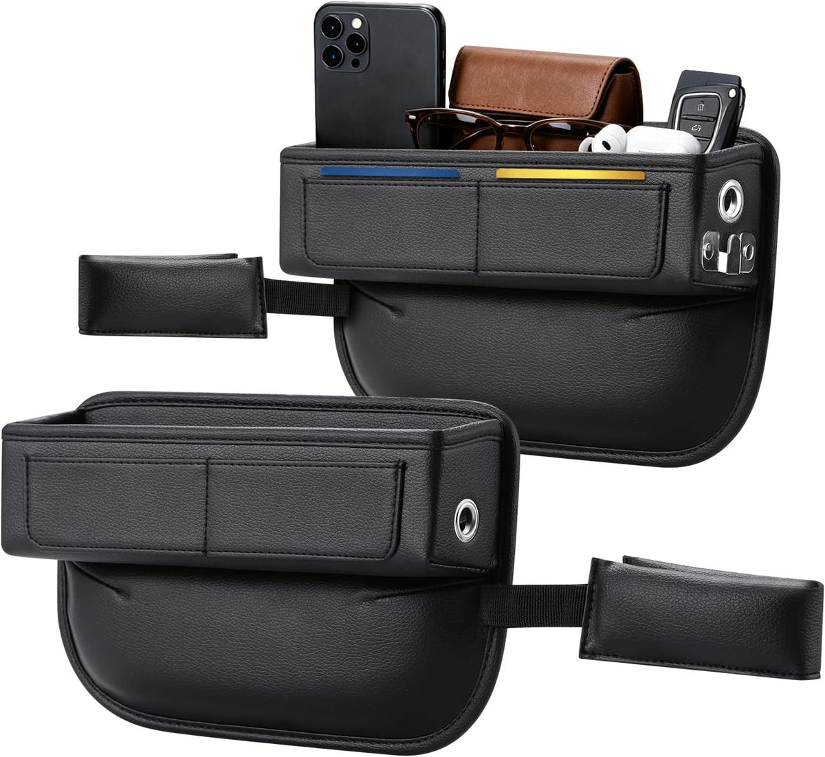 Premium Leather Car Seat Gap Filler Organizer & Cup Holder (1 Pair)