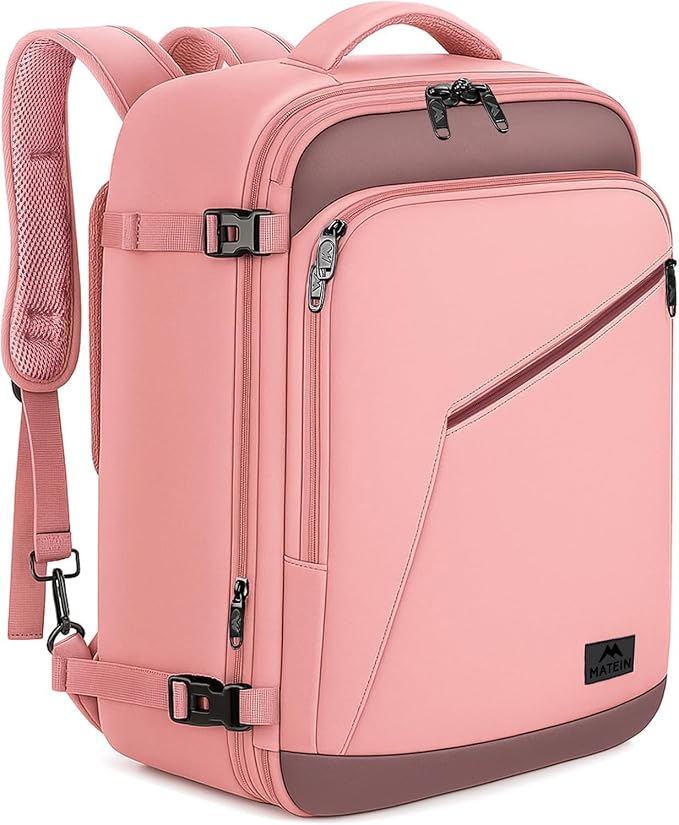 MATEIN Pink Travel Backpack for Women, 40L Water Resistant Carry on Backpack