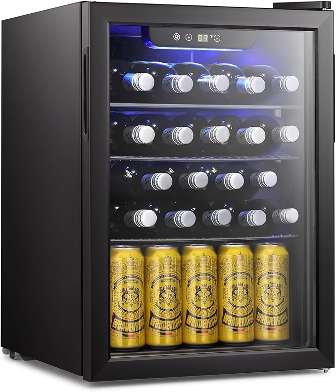 Antarctic Star Wine Cooler Beverage Refrigerator Mini Fridge 2.4 cu.ft | 16 Bottle Capacity, Clear Glass Door Quiet Freestanding Cellar for Beer Soda Bar