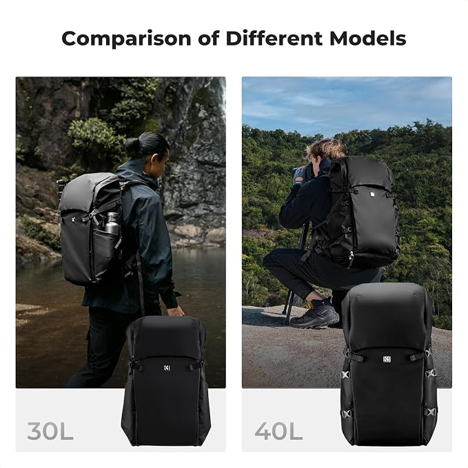 K&F CONCEPT Camera Backpack, 40L Large Capacity Camera Bag, Waterproof DSLR