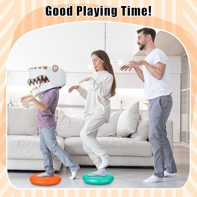 2 Pcs Wiggle Seat Inflated Wobble Cushion Flexible Balance Disc with Air Pump for Core Stability Strengthening Improving Posture Physical Exercise