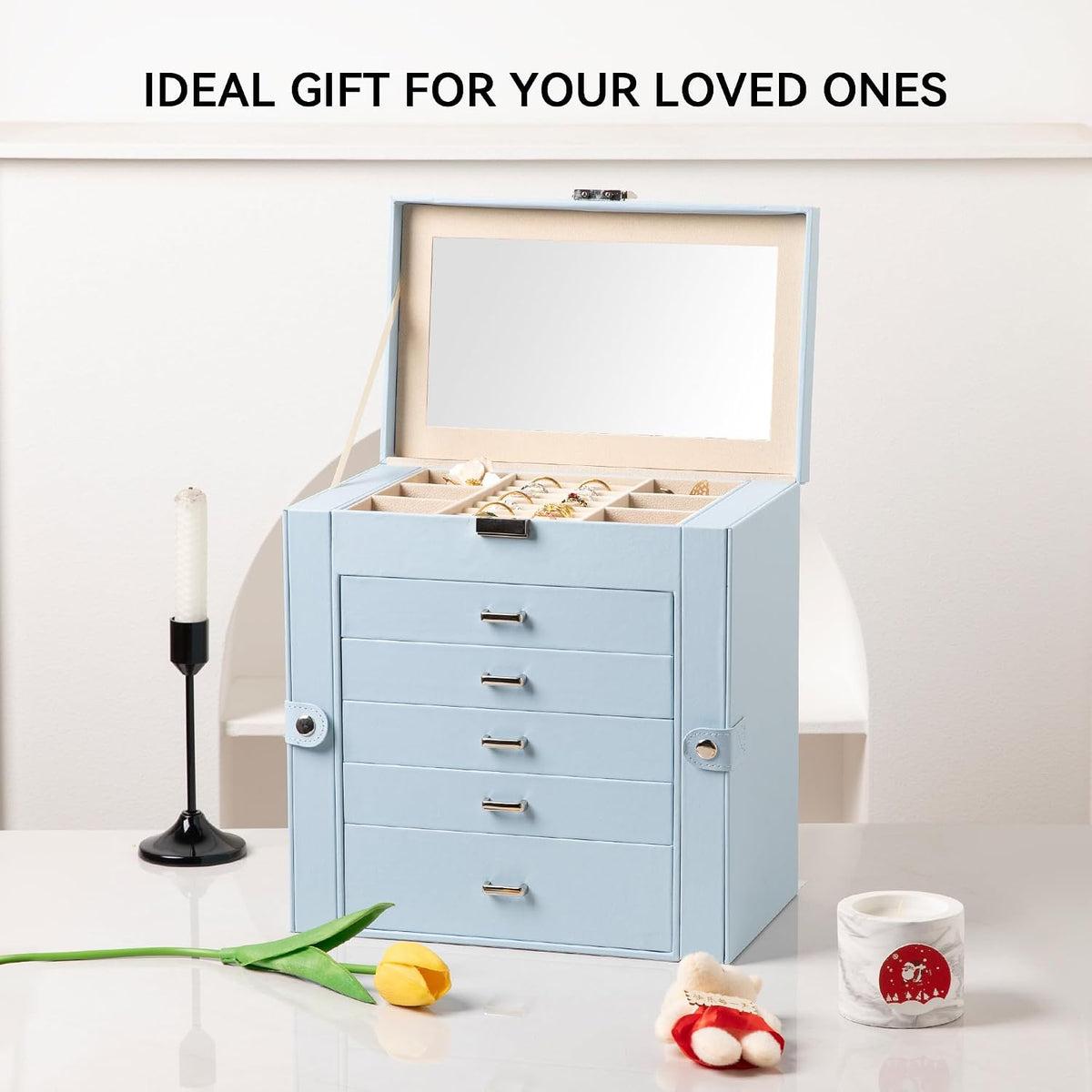 Frebeauty 6-Layer Jewelry Box for Women,Large Jewelry Organizer with Drawer