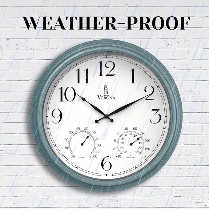18 inch Outdoor Clocks for Patio Large Waterproof