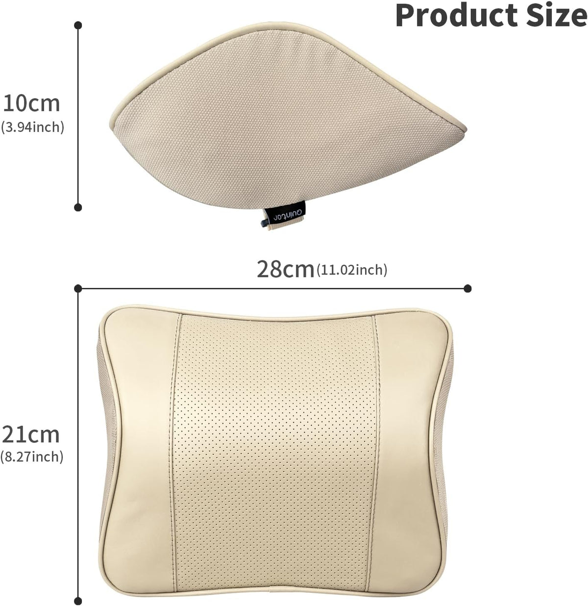 Genuine Leather Car Neck Pillow 2-Pack for Tesla Model 3/Y/X, Lexus, BMW – Breathable All-Season Cervical Support