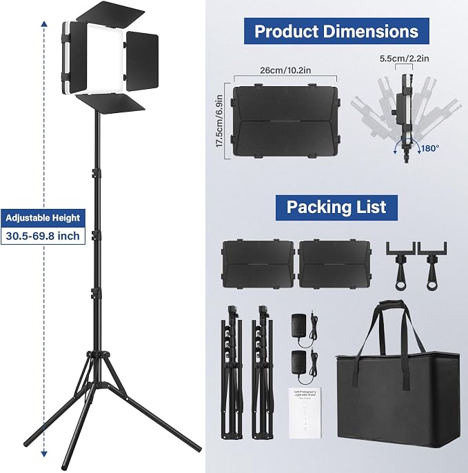 2 Pack Led Video Light Kit