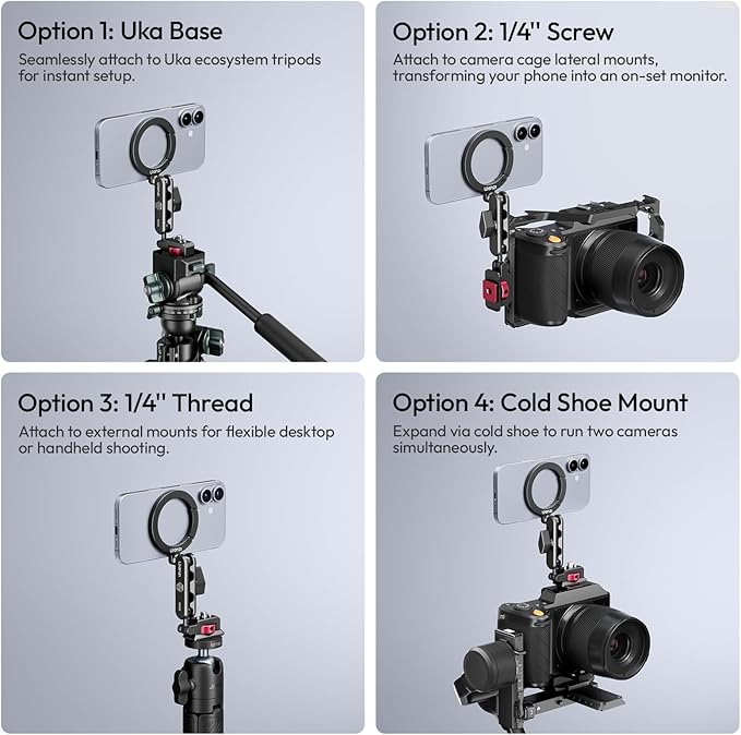 ULANZI Aluminum Magnetic Phone Tripod Mount, MA56 Camera Phone Mount w 1/4''