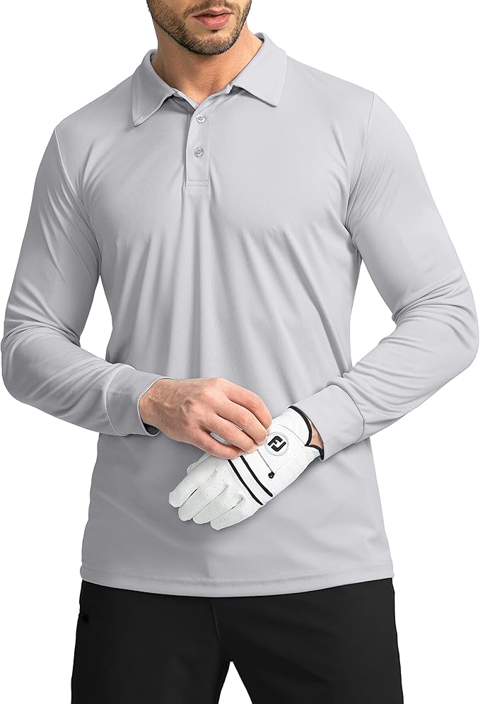 Men's Polo Shirt Long Sleeve Golf Shirts Lightweight UPF 50+ Sun Protection Cool Shirts for Men Work Fishing Outdoor