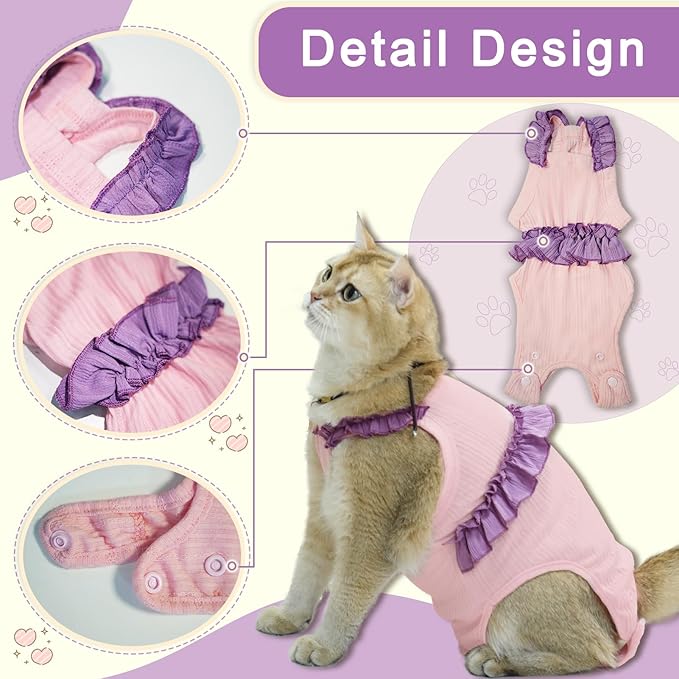 Cat Recovery Suit,Kitten Onesie After Surgery,E-Collar Alternative for Abdominal Wound and Skin Diseases,Soft Breathable Bodysuit After Spay（Blue-m）