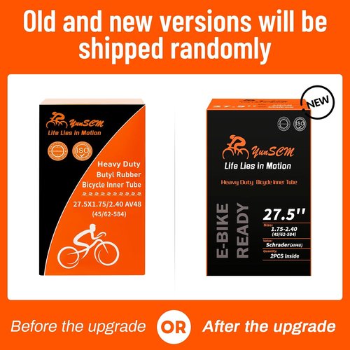 Heavy Duty Bike Tire Tubes by [Brand Name] - 27.5" AV48MM Schrader Valve | Compatible with MTB & Gravel Bikes
