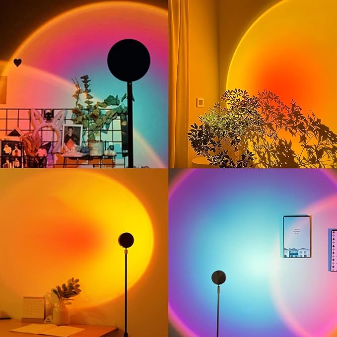 Sunset Lamp Night Light - 16 Colors & 4 Modes Sunset Projection Lamp with Remote, Color Changing Rainbow Sunlight Lamp, Romantic Visual Led Light Projector for Photography Room Decor