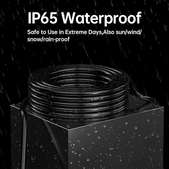PlugSaf Black Outdoor Extension Cord 50 ft 16/3 Gauge Waterproof, Cold Weatherproof -58°F, Flame Retardant, Flexible 3 Prong Electric Cord for Lawn Office,13A 1625W 16AWG SJTW, ETL Listed
