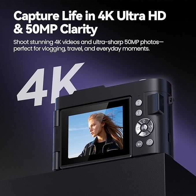 Digital Camera 4K for Photography Vlogging: 50MP Cameras for Video
