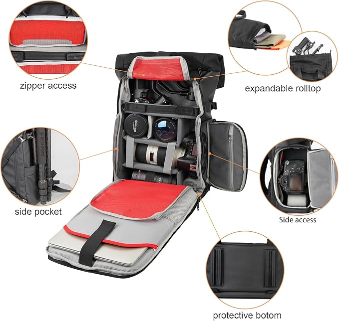Besnfoto Camera Backpack Waterproof Camera Bag Satchel