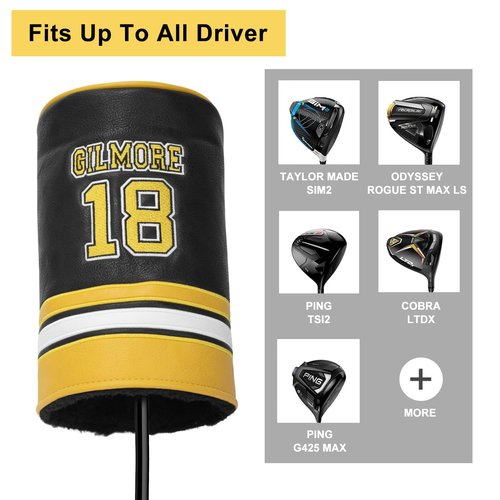 Golf Club Head Covers Funny Driver Headcover - Elegant Embroidery Premium Leather Gilmore Barrel Head Covers for Golf Clubs
