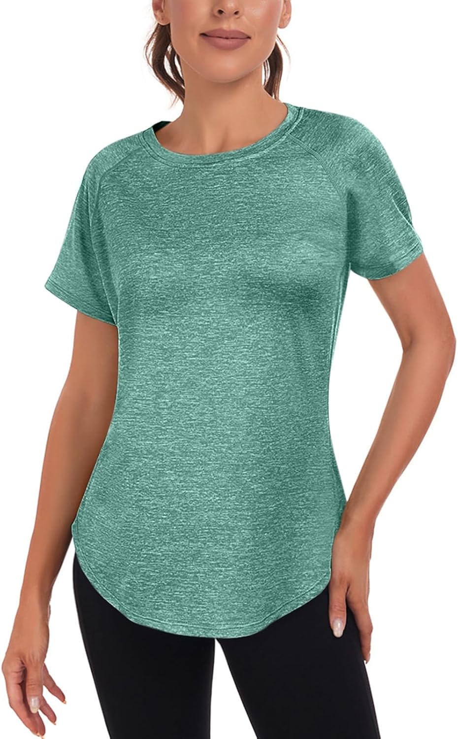 Skiennix Women's Long Workout Top - Short Sleeve Dry-Fit Mesh Open Back Athletic Tee | Loose Fit