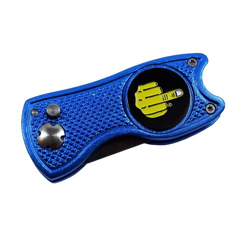 Andoji Golf Divot Repair Tool with Funny Ball Markers – Great Golf Gifts – Durable and Stylish Golf Divot Tool – Must-Have Golf Accessories – Unique Divot Repair Tool – Middle Finger (Blue)