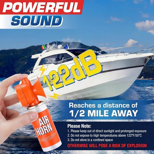 Air Horn 1.4oz - 122dB Loud Marine Safety Horn | Heard Up to 1/2 Mile, US Coast Guard Approved