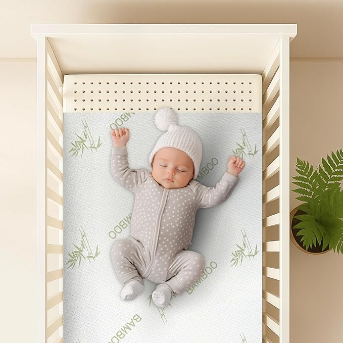 ORGANIC TEXTILES Organic Baby Mattress Topper with Rayon Derived Bamboo Removable Cover - GOLS/GOTS Certified - Breathable - 3" MiniCrib (38"x24")
