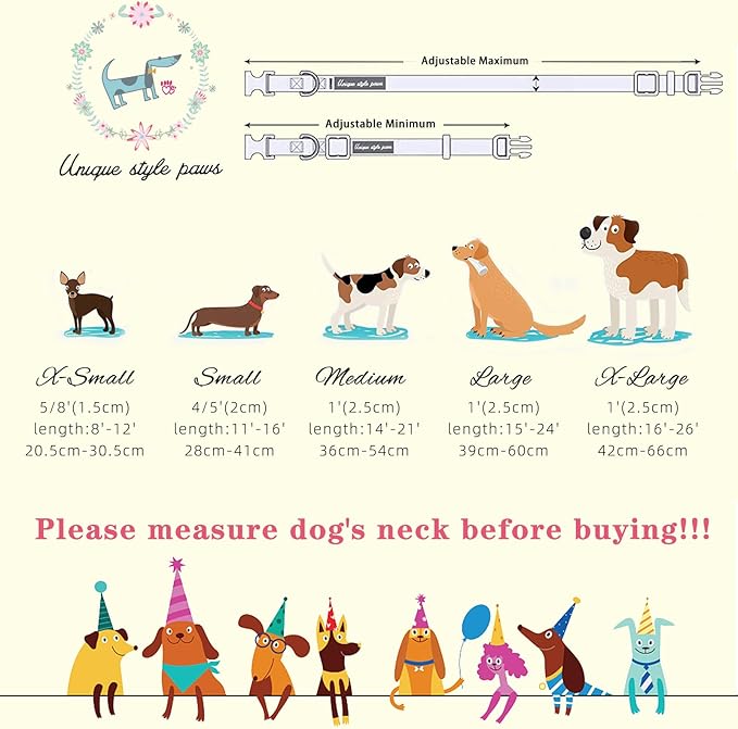 Unique style paws Dog Collar Plastic Buckle with Pendant Puppy Collar for Spring Summer Blue Strawberry for Small Medium Large Boys Girls Dogs