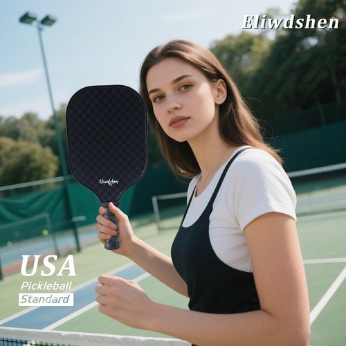 Eliwdshen Pickleball Paddles Set of 4, Fibreglass Pickle-Ball Equipment with 4 Pickleballs, 4 Rackets and Bag, Meets USAPA Standards, 13MM Polypropylene Honeycomb Core Rackets for Men, Women, Kids