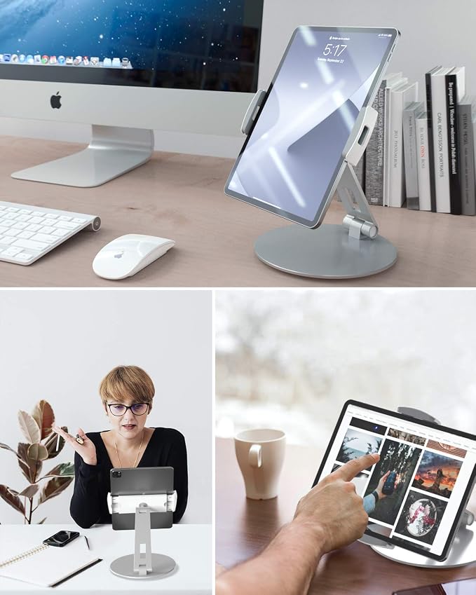 Stouchi Tablet Stand, 360°Tablet Swivel Base Holder, Adjustable Desk Mount Desk