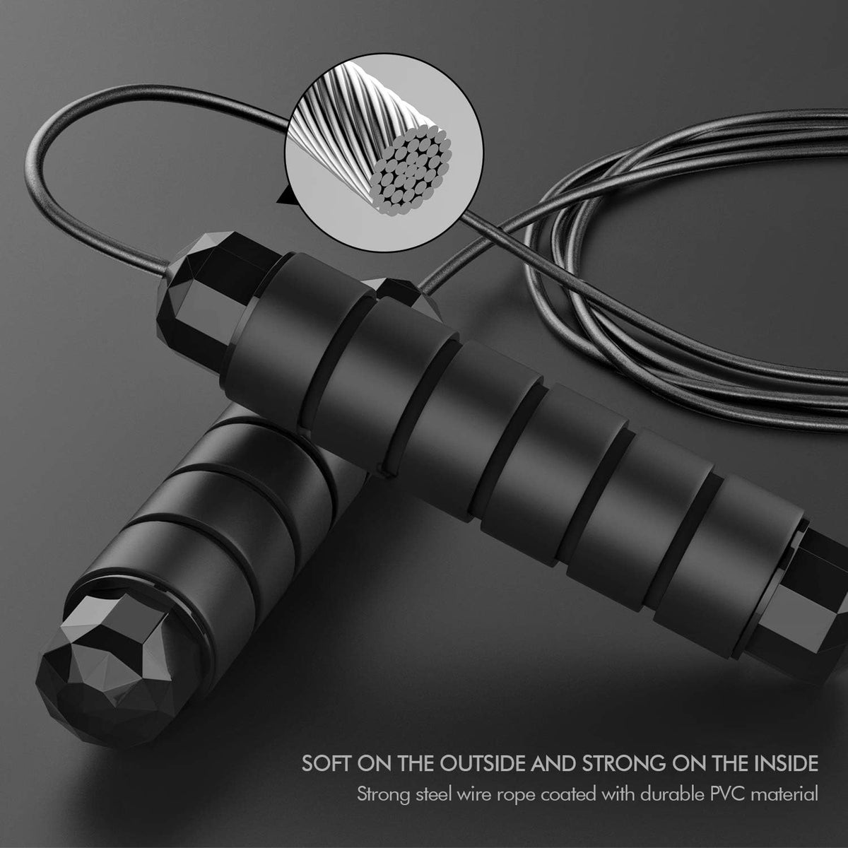 Skiennix Tangle-Free Jump Rope - Adjustable Steel Cable with Foam Handles for Home Gym Fitness
