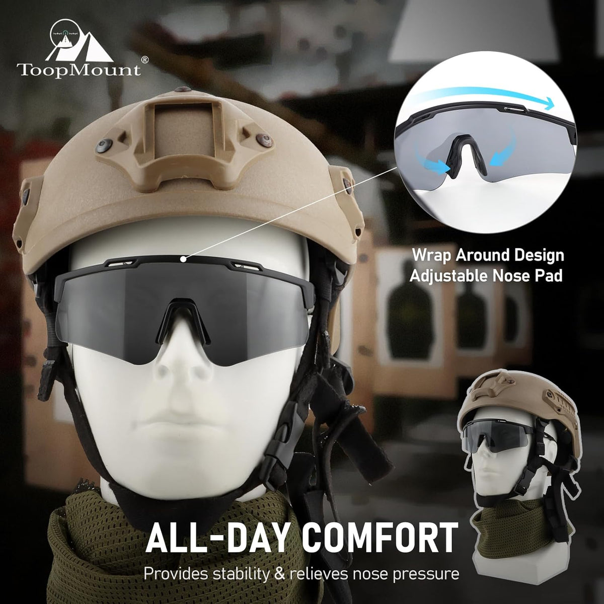 Skiennix Tactical Eyewear - Anti-Fog Sports Glasses with 3 Interchangeable Lenses & UV400 Protection