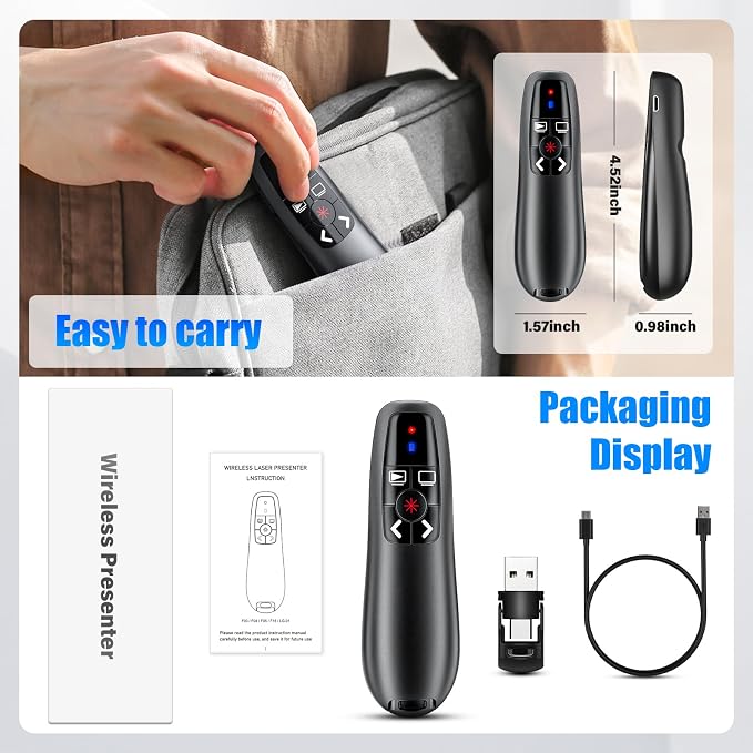 2-in-1 USB Type C Presentation Clicker, Clicker