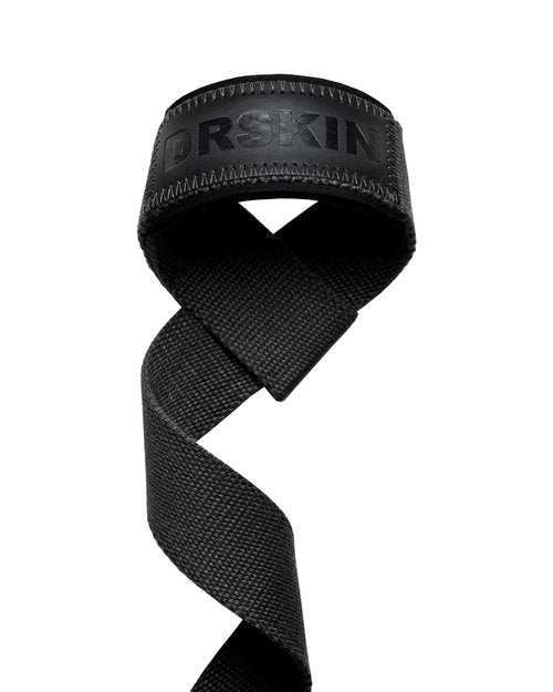 DRSKIN Lifting Straps for Weightlifting Lifting Wrist Straps 26 inch Deadlift Bodybuilding Powerlifting Strength Training Workouts Gym Neoprene Cushioned Cotton (Srtap-black)